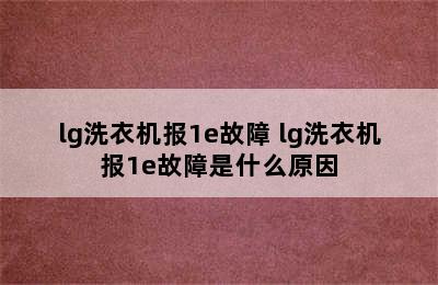 lg洗衣机报1e故障 lg洗衣机报1e故障是什么原因